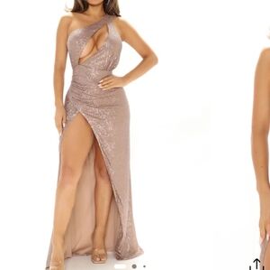 Fashion Nova Sequin Maxi Dress - Bronze